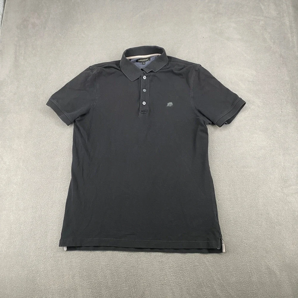 Banana Republic Mens Black Cotton Lycra Elephant Logo Polo Shirt Medium 6515